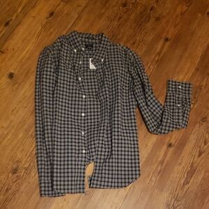 J. Crew Black and Gray Casual Button Down Shirt